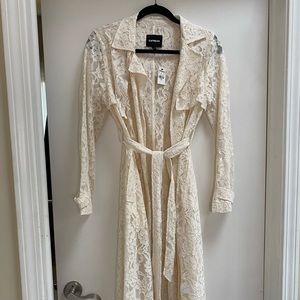 NWT Express cream lace trench coat